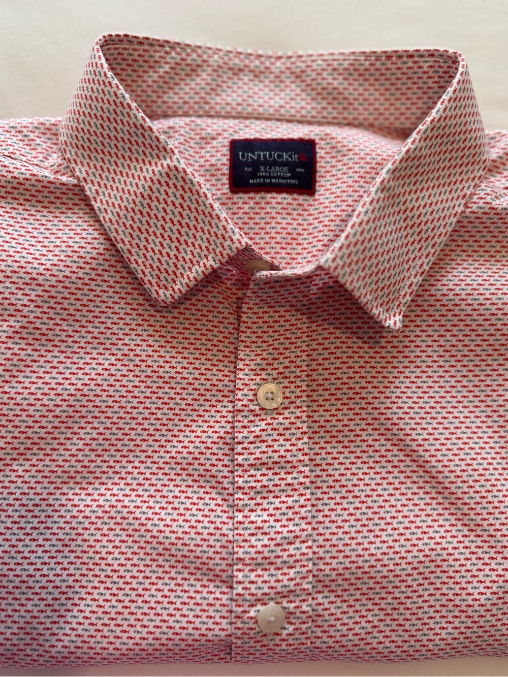 UNTUCKit Men’s Orange Patterned Button-Down Shirt